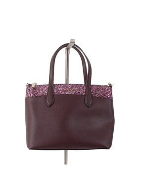Kate Spade Purse 7 x 10 x 4 Purple Glitter Two Handle Inner Pocket Leather Purse